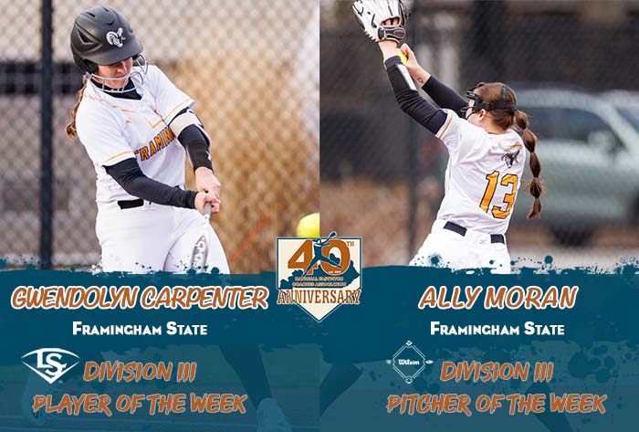 Carpenter, Moran Named Louisville Slugger/Wilson Division III National Player & Pitcher of the Week
