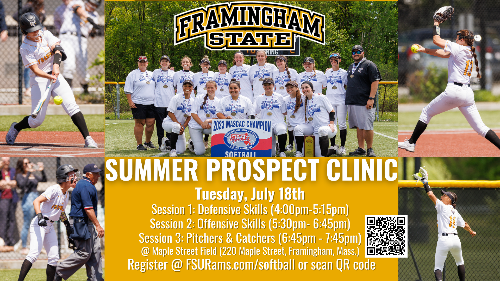 Framingham State Softball Hosting Summer Clinic - July 18th