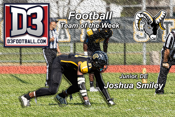 Smiley Named to D3football.com Team of the Week