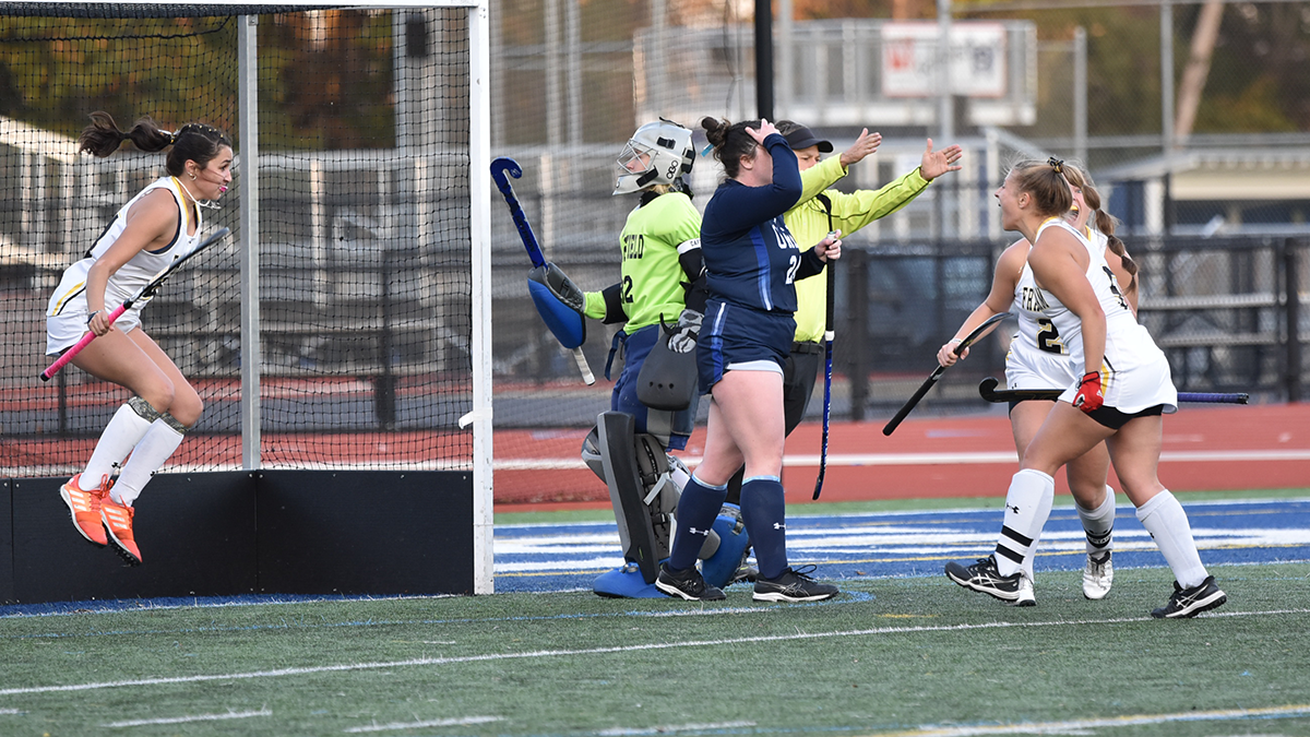 The Rams celebrate MASCAC semi-final win (Photo courtesy of Westfield State)