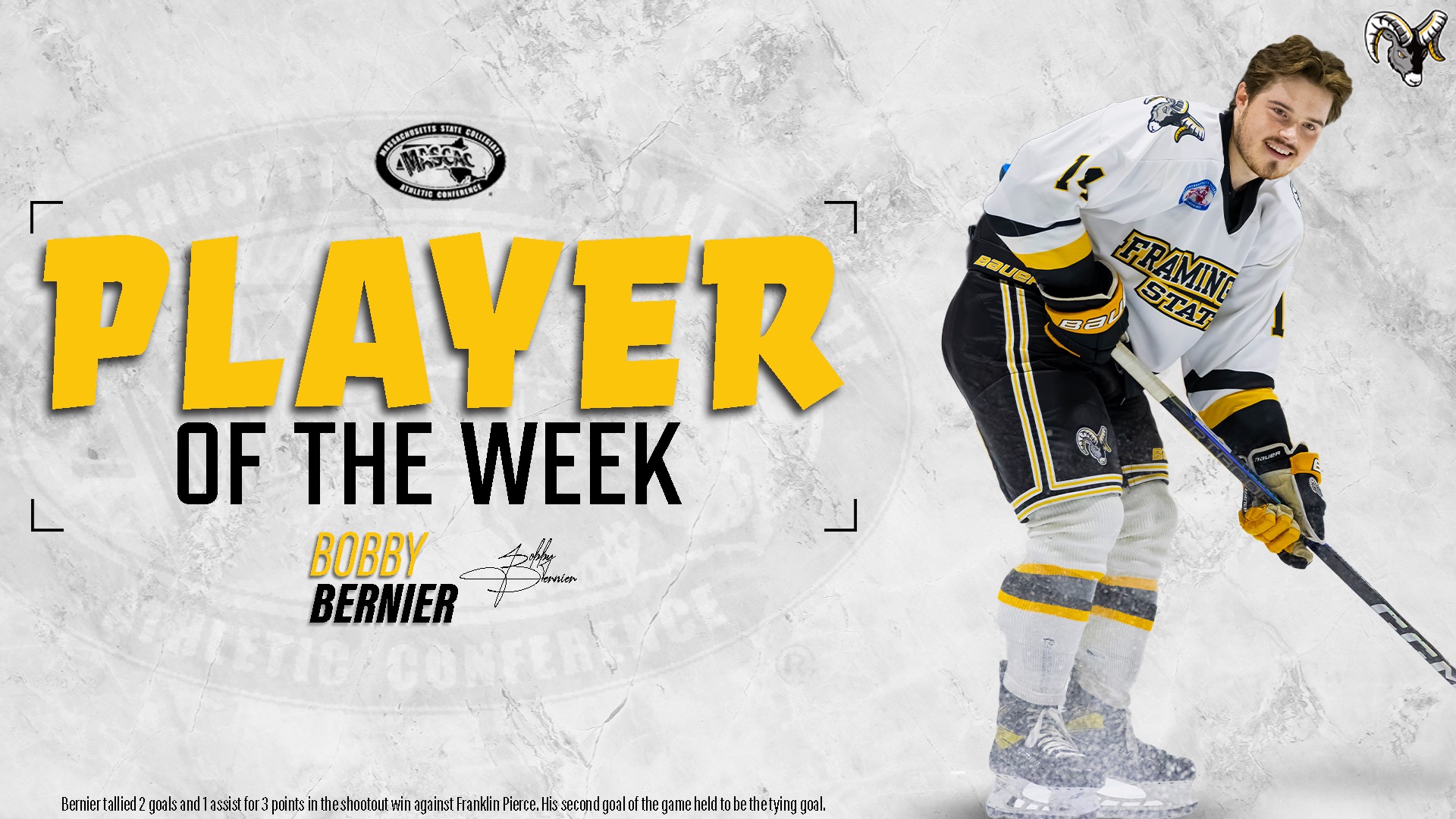 Bernier Earns MASCAC Player of the Week