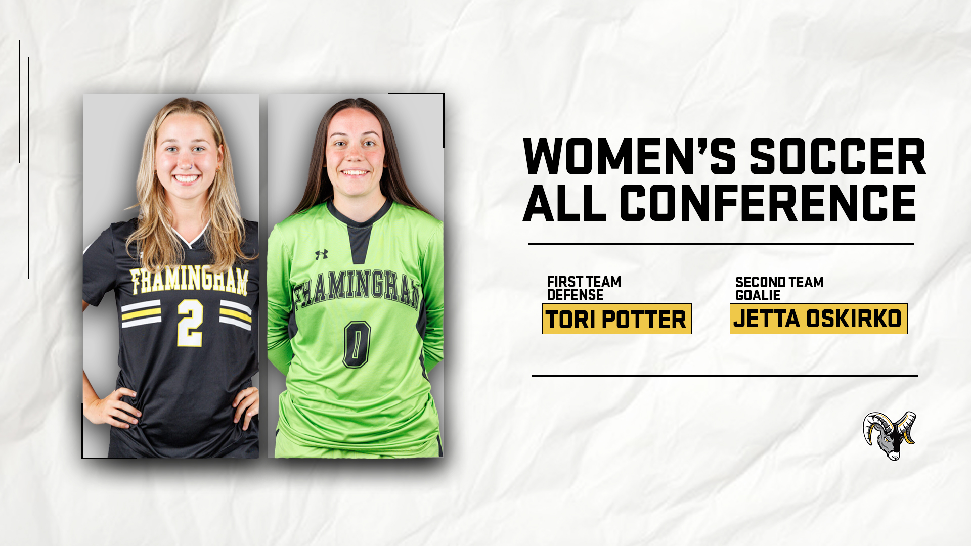 Potter &amp; Oskirko Named to Women&rsquo;s Soccer All-MASCAC Squads